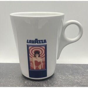 Lavazza Dolcevita Coffee Mug Cup IPA Italy O Ring Handle Red Blue Woman